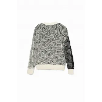 DESIGUAL, Bluza de trening cu decolteu la baza gatului si maneci cazute, Gri, Negru stins, L