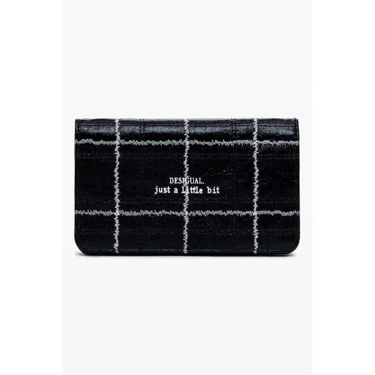 DESIGUAL, Portofel de piele ecologica cu bareta detasabila, Negru
