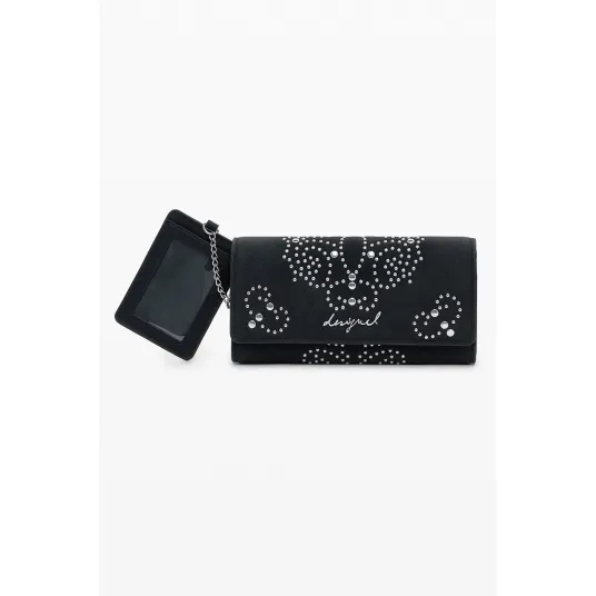 DESIGUAL, Portofel din piele ecologica cu paiete, Negru