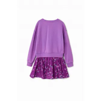 DESIGUAL, Rochie combi din amestec de bumbac, Albastru Violet, 140 CM