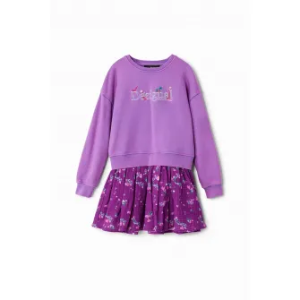 DESIGUAL, Rochie combi din amestec de bumbac, Albastru Violet, 140 CM