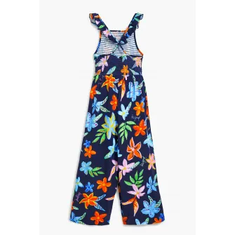 DESIGUAL, salopeta lunga cu model floral, Portocaliu, Albastru, 164 CM