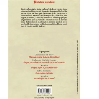 Despre elocinta în limba vulgara, Dante Alighieri