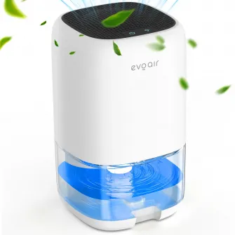 Dezumidificator aer Evoair HUMIX300, 300ml/24h, Silentios, Lumina Ambientala in 7 culori, Rezervor 1l, Alb