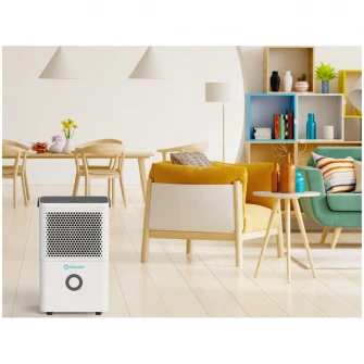 Dezumidificator AlecoAir D12Junior, 12 litri/24h, 80 cm/h, Uscare Rufe, Higrostat, Temporizator, Alb