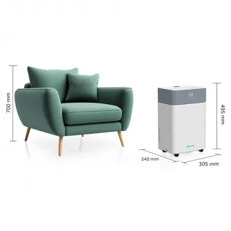 Dezumidificator AlecoAir D20 Fabric, Wi-Fi, 20 L/ zi, Uscare Rufe, Ionizare, Display digital, FanStop, Indicator color umiditate