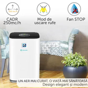 Dezumidificator si purificator AlecoAir D35 KOSMO, 35 l /24h, WiFi, Filtru 3 in 1, Indicator PM2.5, Uscare Rufe