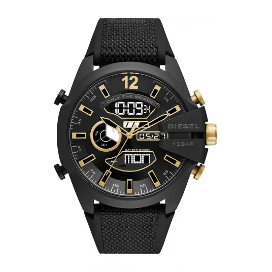 Diesel, Ceas quartz cu o curea din material textil, Negru
