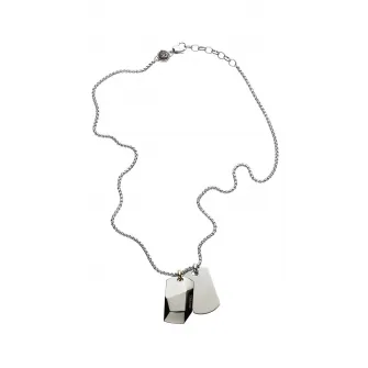 Diesel, Colier de otel inoxidabil cu pandantiv Single Dog Tag, Argintiu inchis