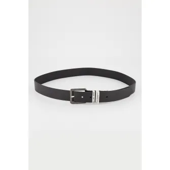 Diesel, Curea din piele cu model uni, Negru, 100