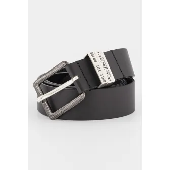 Diesel, Curea din piele cu model uni, Negru, 105