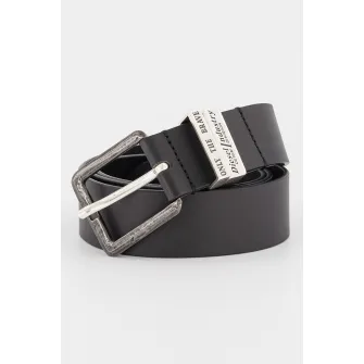 Diesel, Curea din piele cu model uni, Negru, 95