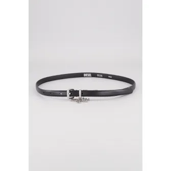 Diesel, Curea ingusta de piele Charm, Negru, 75