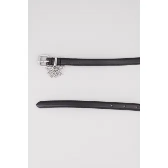 Diesel, Curea ingusta de piele Charm, Negru, 75