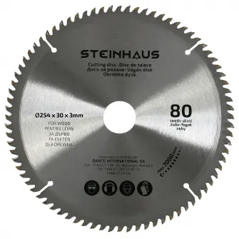 Disc de taiere lemn cu 80 dinti Steinhaus PRO-BL81, 254x30x3mm, pentru debitor PRO-MS21