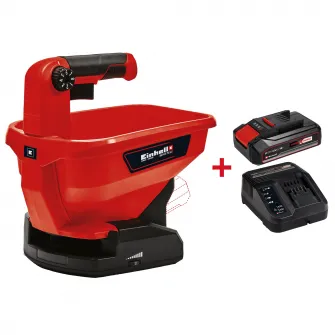 Dispozitiv de imprastiere pe acumulator Einhell PXC GE-US 18 Li-Solo, 18 V, 800 m², capacitate umplere 3.3 l, 6 trepte viteza, ingrasamant/gazon/material antiderapant + Starter Kit Einhell PXC 18V 2,5Ah, max 720 W