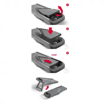 Dispozitiv pentru feliat legume 5 in 1 Metaltex Slice-V, 38 x 12 x 6/16 cm