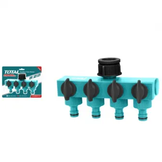 Distribuitor 4 cai cu robineti TOTAL THHC604101,reductie de la 1 la 3/4,plastic