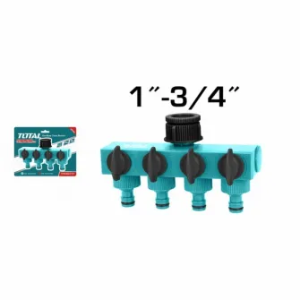 Distribuitor 4 cai cu robineti TOTAL THHC604101,reductie de la 1 la 3/4,plastic