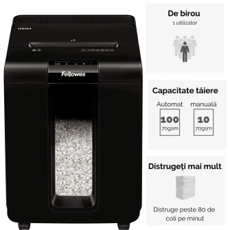 Distrugator documente 100 coli, mini cut, Fellowes Automax 100M