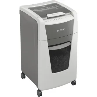 Distrugator documente automat Leitz IQ Office, P4, cross-cut (confeti), 300 coli, cos 60l, alb-gri