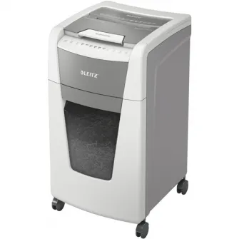 Distrugator documente automat Leitz IQ Office, P4, cross-cut (confeti), 300 coli, cos 60l, alb-gri