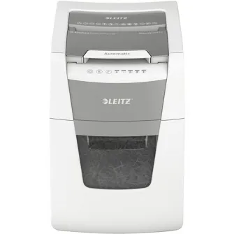 Distrugator documente automat Leitz IQ Small Office, P4, cross-cut (confeti), 100 coli, cos 34l, alb-gri