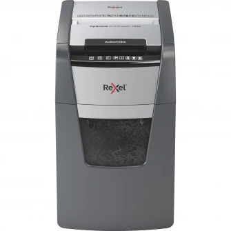 Distrugator documente automat REXEL OPTIMUM 130X, P4, cross-cut (confeti), 130 coli, cos 44l, negru-gri