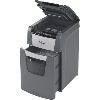 Distrugator documente automat REXEL OPTIMUM 130X, P4, cross-cut (confeti), 130 coli, cos 44l, negru-gri