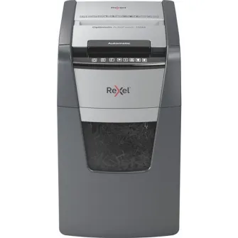 Distrugator documente automat REXEL OPTIMUM 150M, P5, micro-cut (particule), 150 coli, cos 44l, negru-gri
