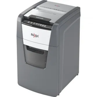 Distrugator documente automat REXEL OPTIMUM 150M, P5, micro-cut (particule), 150 coli, cos 44l, negru-gri