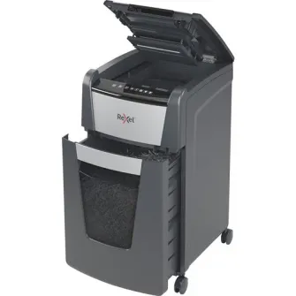 Distrugator documente automat REXEL OPTIMUM 225X, P4, cross-cut (confeti), 225 coli, cos 60l, negru-gri