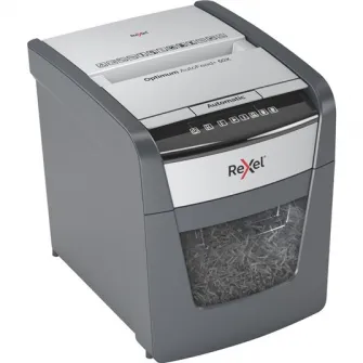 Distrugator documente automat REXEL OPTIMUM 50X, P4, cross-cut (confeti), 50 coli, cos 20l, negru-gri