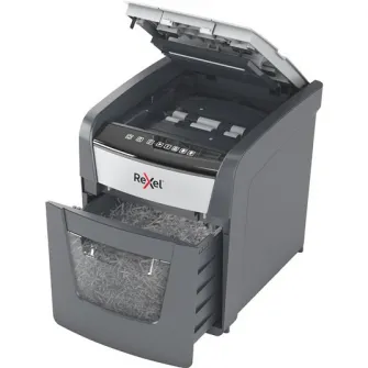 Distrugator documente automat REXEL OPTIMUM 50X, P4, cross-cut (confeti), 50 coli, cos 20l, negru-gri
