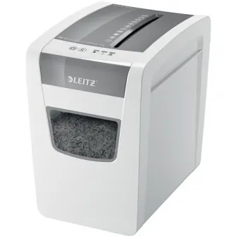 Distrugator documente manual Leitz IQ Home Office Slim, P4, cross-cut (confeti), 10 coli, cos 23l, silentios, alb