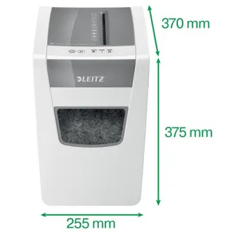 Distrugator documente manual Leitz IQ Home Office Slim, P4, cross-cut (confeti), 10 coli, cos 23l, silentios, alb
