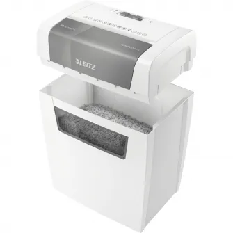 Distrugator documente manual Leitz IQ Home, P4, cross-cut (confeti), 6 coli, cos 15l, alb