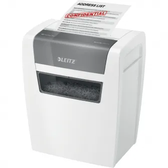 Distrugator documente manual Leitz IQ Home, P4, cross-cut (confeti), 6 coli, cos 15l, alb