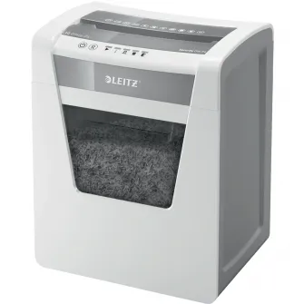 Distrugator documente manual Leitz IQ Office, P4, cross-cut (confeti), 15 coli, cos 23l, silentios, alb