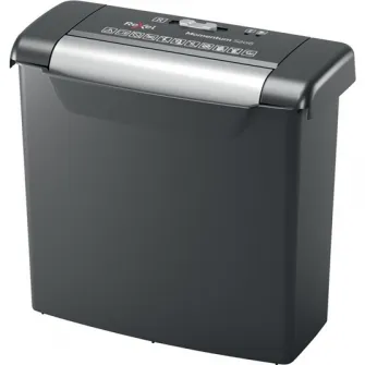 Distrugator documente manual REXEL MOMENTUM S206, P2, strip-cut (fasii), 6 coli, cos 9l, negru