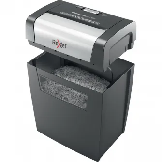 Distrugator documente manual REXEL MOMENTUM X308, P3, cross-cut (confeti), 8 coli, cos 15l, negru