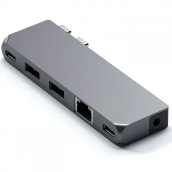 Docking Satechi Pro Hub Mini din aluminiu 1xUSB4 96W, 1xHDMI 6K 60Hz, 2 x USB-A 3.0, 1xEthernet, 1xUSB-C, 1xAudio, Gri spatial