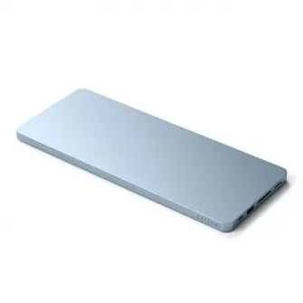 Docking station Satechi Slim pentru iMac 24, 1 x Port Upstream Tip C, 2 x USB 2.0, 1 x Micro SD, 1 x card SD, 1 x USB-A, 1 x slot SSD M.2, 1 x USB-C cablu inclus, Albastru