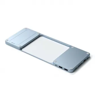 Docking station Satechi Slim pentru iMac 24, 1 x Port Upstream Tip C, 2 x USB 2.0, 1 x Micro SD, 1 x card SD, 1 x USB-A, 1 x slot SSD M.2, 1 x USB-C cablu inclus, Albastru