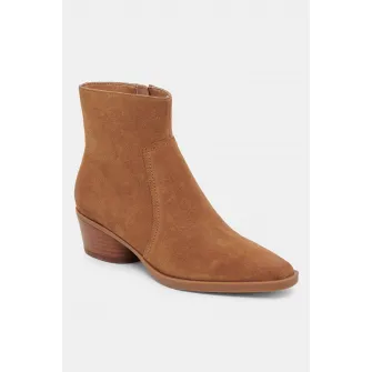 Dolce Vita, Botine de piele intoarsa ecologica cu varf ascutit, Caramel, 40