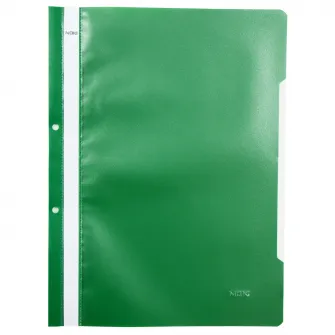 Dosar plastic Noki cu siga si gauri, verde, 50 buc/set