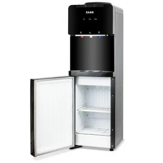 Dozator apa de podea cu compresor si minifrigider Zass ZWD 18 CR, Putere incalzire 550W, putere racire 90W, compatibil cu bidoane de apa 11 l si 19 l, Silentios 36 dB, Culoare Negru
