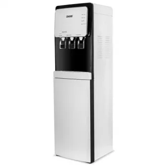 Dozator apa de podea cu compresor Zass ZWD 22 C cu incorporare bidon in interiorul aparatului, Putere incalzire 550W, putere racire 90W, compatibil cu bidoane de apa 11 l si 19 l, Silentios 39 dB, Culoare Alb cu Negru