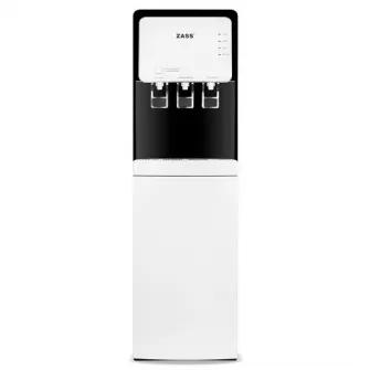 Dozator apa de podea cu compresor Zass ZWD 22 C cu incorporare bidon in interiorul aparatului, Putere incalzire 550W, putere racire 90W, compatibil cu bidoane de apa 11 l si 19 l, Silentios 39 dB, Culoare Alb cu Negru