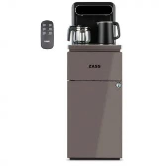 Dozator apa de podea multifunctional ZASS ZWD 19 CS, cu cu amplasarea bidonului la baza si Tea Bar, Apa calda/rece, Ceainic, Racire cu compresor, Culoare Coffe